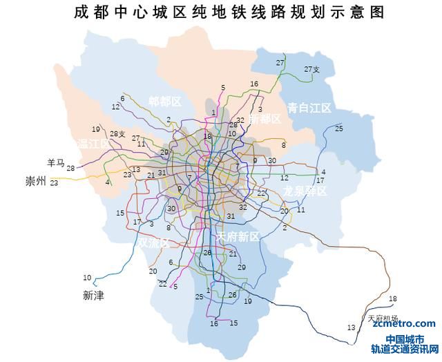 成都：双流区、天府新区未来轨道交通线路，共计20余条(图1)