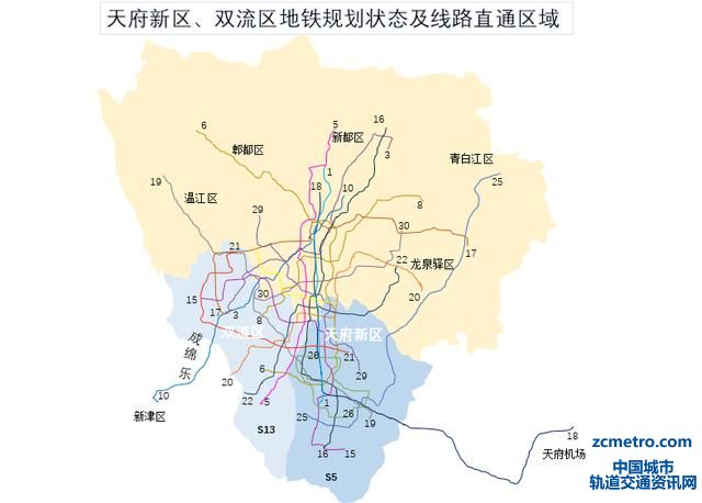 成都：双流区、天府新区未来轨道交通线路，共计20余条(图4)