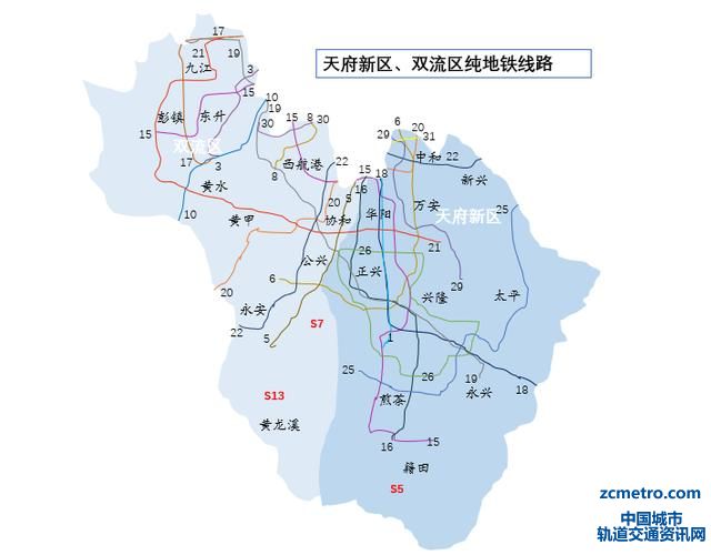 成都：双流区、天府新区未来轨道交通线路，共计20余条(图2)