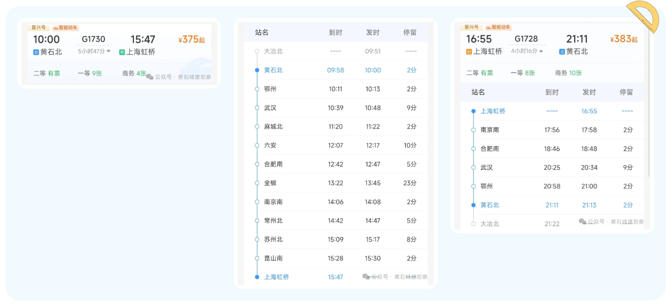 7月18日起 黄石（大冶）至上海的高铁将取消！不知因何原因(图1)