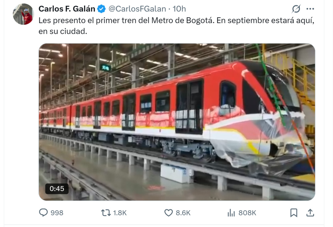 Made in China! Bogotá's first metro train is real! (Figure 1)